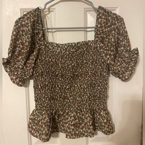 NWT. Green floral print blouse. Size small.